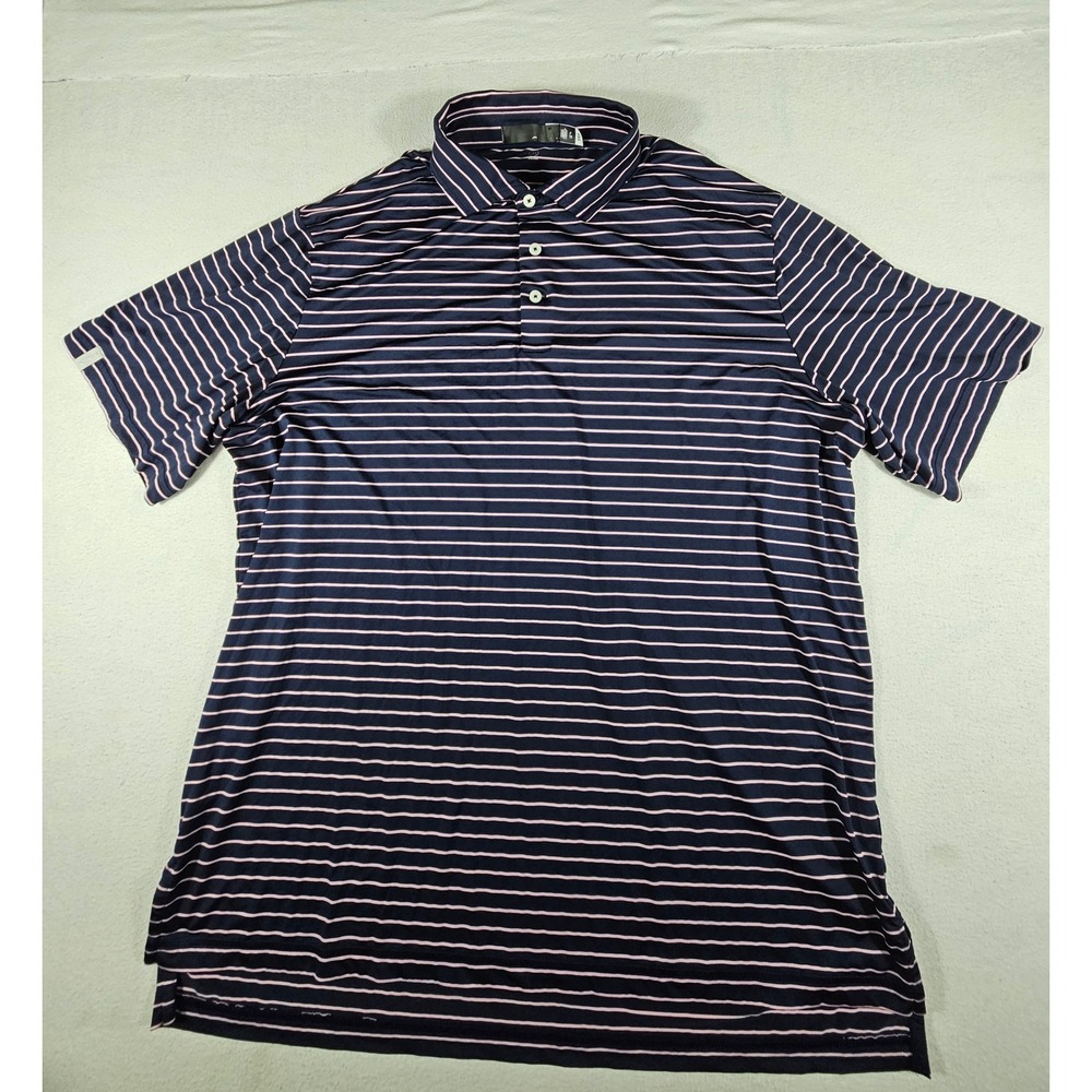 RLX Ralph Lauren Mens XL Golf Polo Shirt Navy Pink Striped Wicking PGC 1914